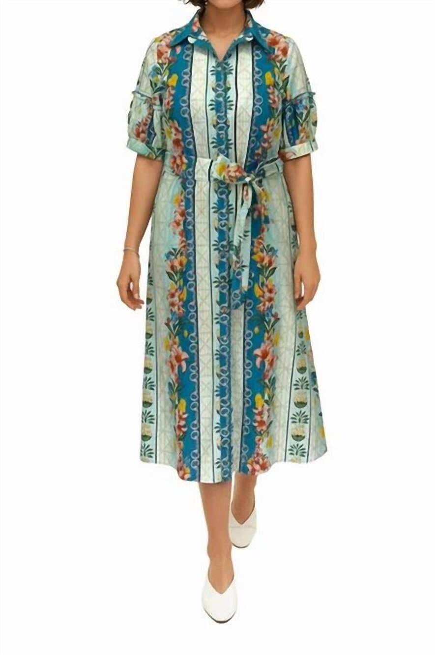NEW CELINA MOON sabine shirt midi dress in blue